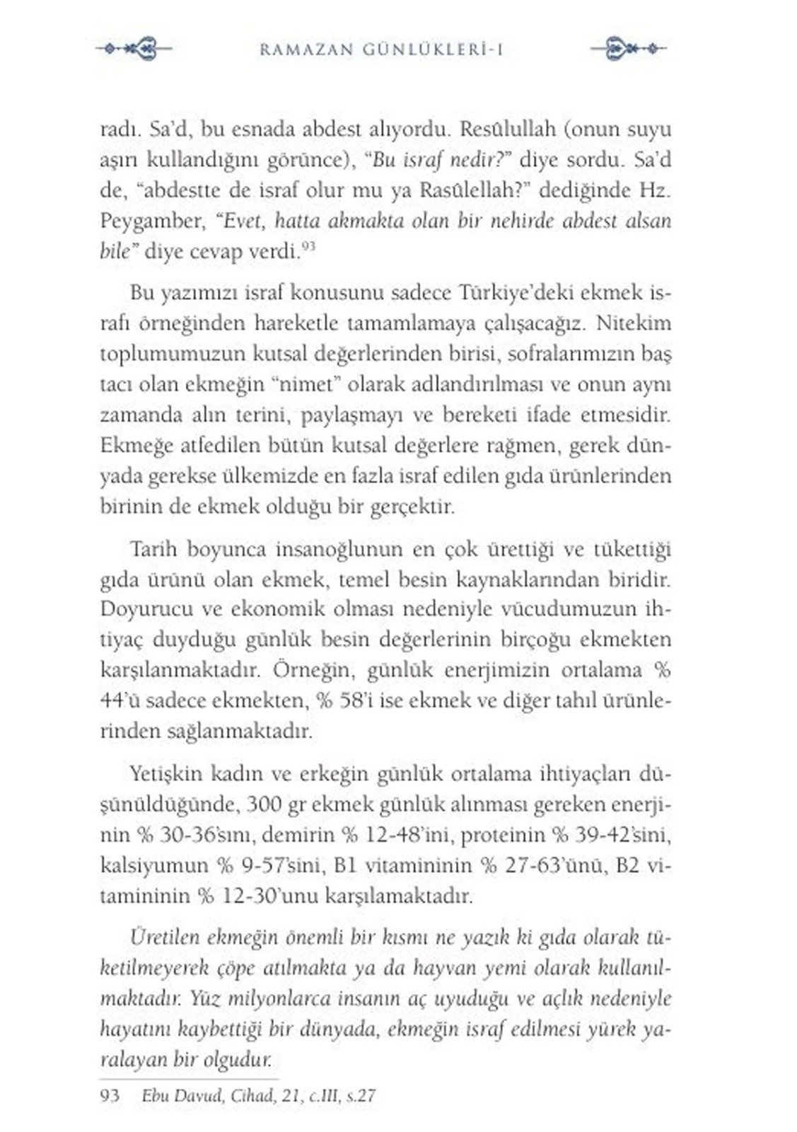 Diyanet İşleri Başkanlığı'ndan Ekmek İle İlgili Öneriler