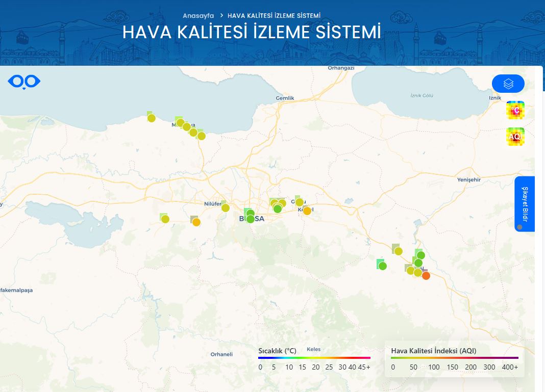 Bursa’nın hava kalitesi anlık takip edilebiliyor